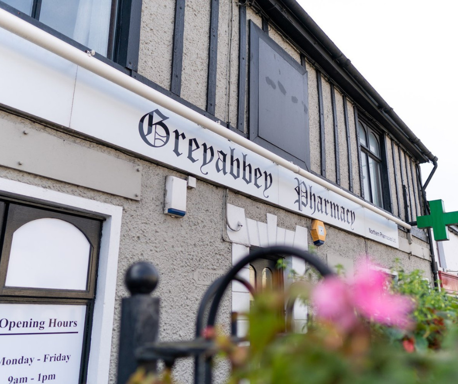 Storefront image of the Greyabbey pharmacy