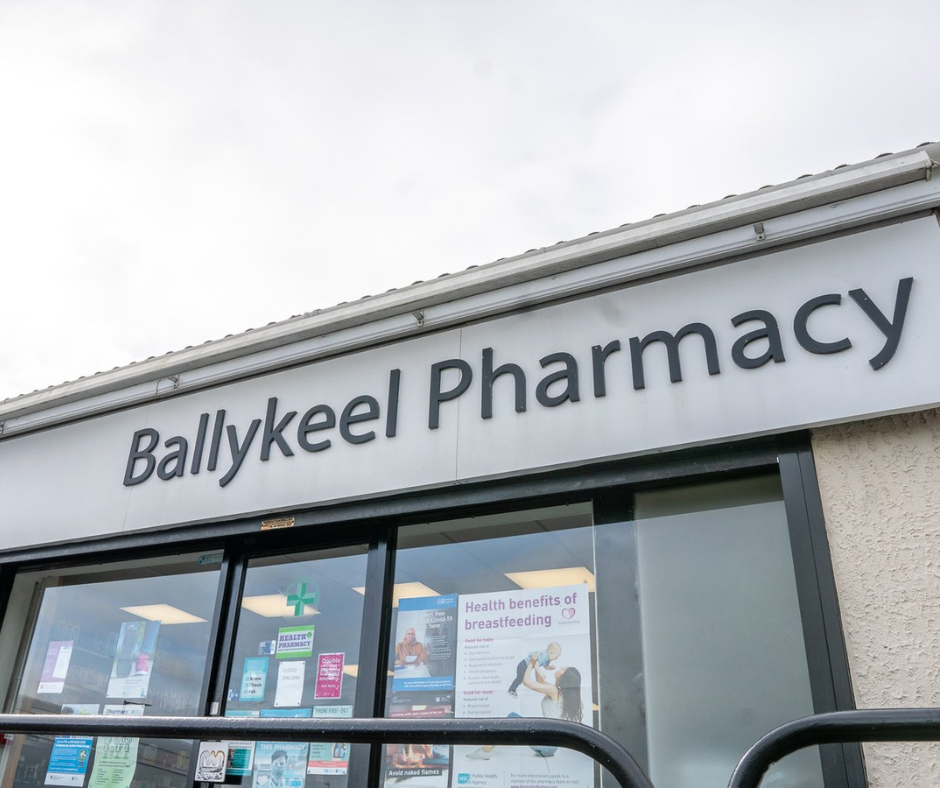 Image of the shopfront of the Ballykeel Pharmacy